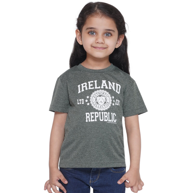 Ireland Stamps Stars Kids T Shirt- Forest Green Melange